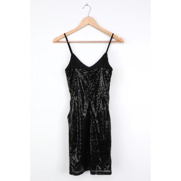 Lulu's Dresses & Skirts - Lulus Forever Your Girl Black Sequin Bodycon Dress Embellished Black Size S
